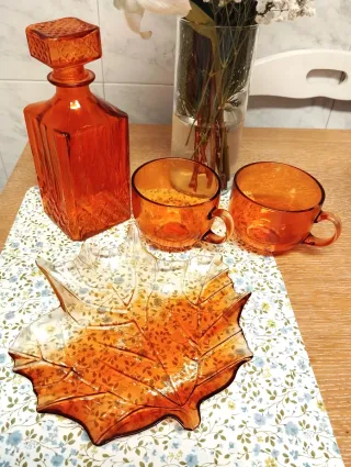 Conjunto Mesa Cristal Naranja