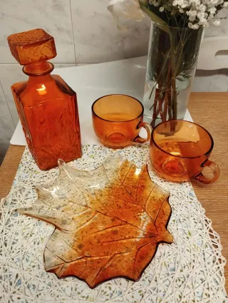 Conjunto Mesa Cristal Naranja