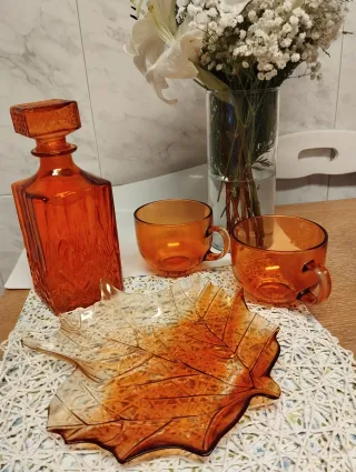 Conjunto Mesa Cristal Naranja