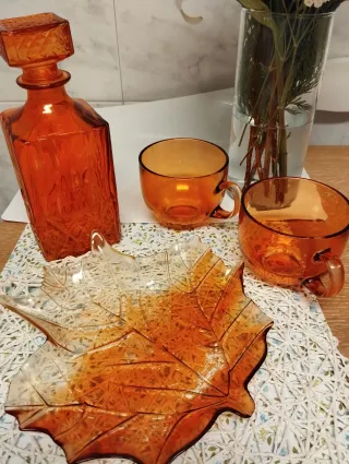 Conjunto Mesa Cristal Naranja