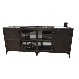 Mueble TV Metálico Marrón con Cristal