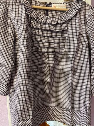 Blusa Purificación García cuadros, manga 3/4