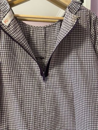 Blusa Purificación García cuadros, manga 3/4