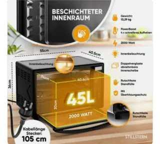 Horno Eléctrico Stillstern 45L 2000W