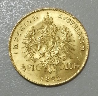 MONEDA ORO 4 FLORINES 1892 FRANCISCO JOSE I