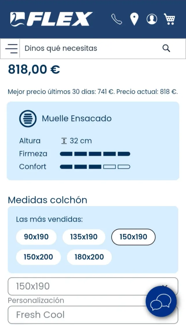 ZZ3+Canapé150x190 ColchónFlex FRESHCOOL Personaliz