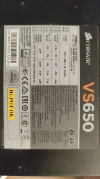 Fuente Alimentación Corsair VS650 650W