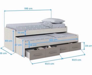 Cama nido 190x90 con cajones