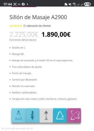 Sillón de Masaje A2900 Negro/Gris