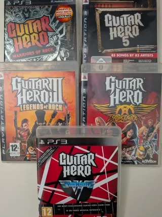 Guitarra y 5 Guitar Hero PS3