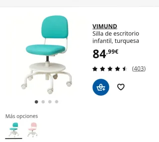 Silla de escritorio Ikea azul claro y blanca
