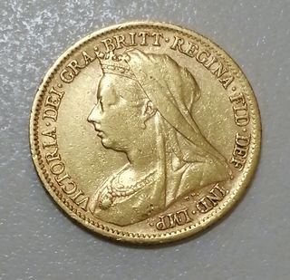MONEDA ORO MEDIO SOBERANO 1900 VICTORIA