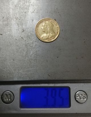 MONEDA ORO MEDIO SOBERANO 1900 VICTORIA