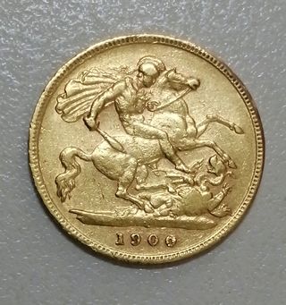 MONEDA ORO MEDIO SOBERANO 1900 VICTORIA
