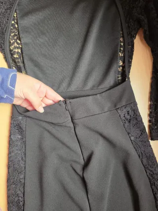 Vestido negro encaje manga larga