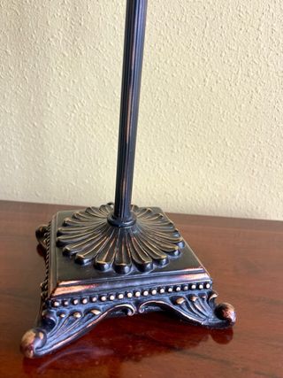 Lámpara Mesa Vintage Tela Cristal Metal