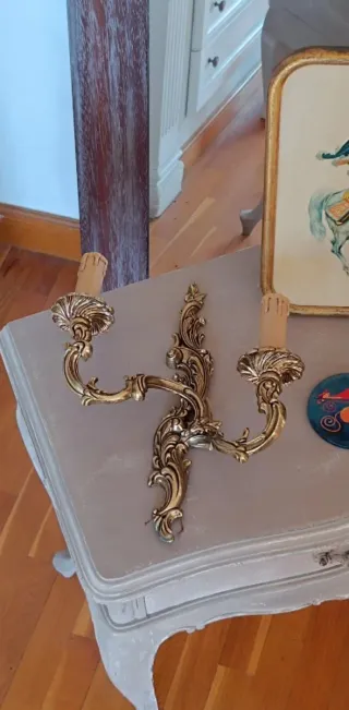 Candelabro antiguo dorado metal