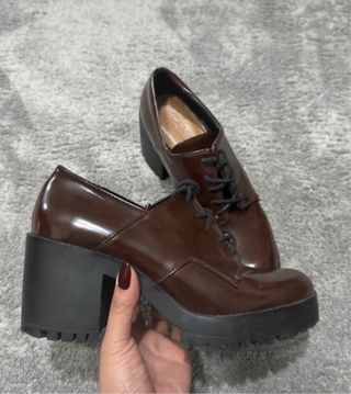 Zapatos Zara Marrones Tacón Plataforma
