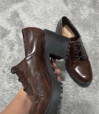 Zapatos Zara Marrones Tacón Plataforma