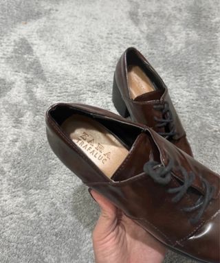 Zapatos Zara Marrones Tacón Plataforma