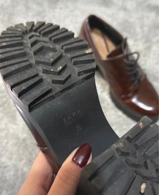 Zapatos Zara Marrones Tacón Plataforma