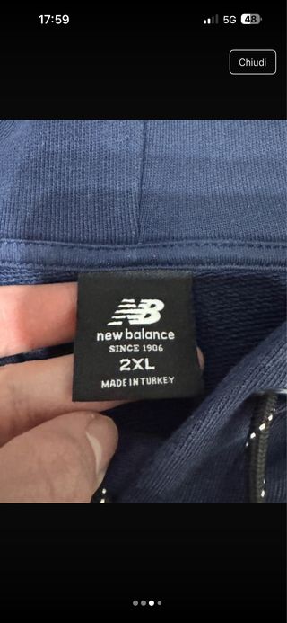 Felpa New Balance NUOVA Blu messa 1 volta