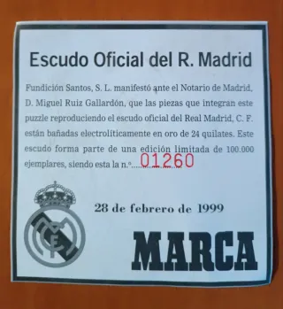 Puzle Escudo Real Madrid Bañado en Oro