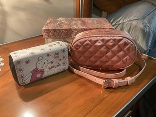 2 Bolsos/Monedero rosa acolchado