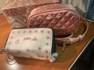 2 Bolsos/Monedero rosa acolchado
