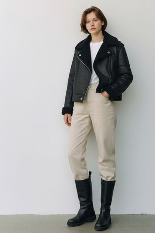 Chaqueta ONLY Piel Sintética Negra Corta Mujer