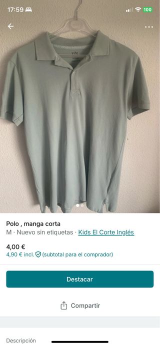 Polo manga corta El Corte Inglés Talla M