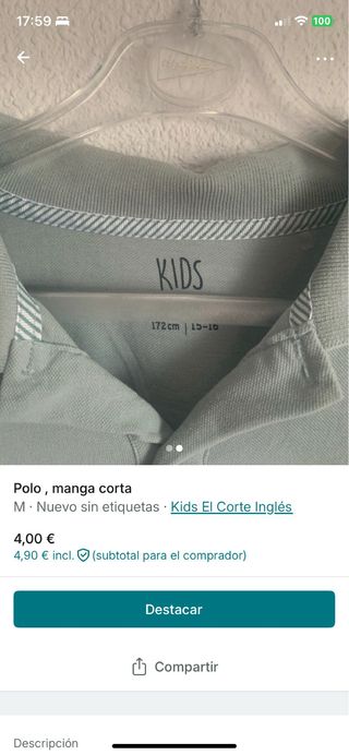 Polo manga corta El Corte Inglés Talla M