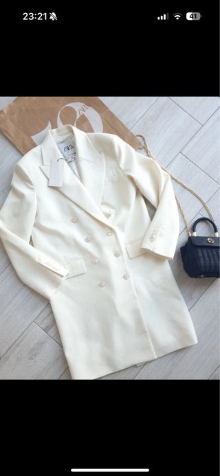 Abrigo Blazer Blanco Zara