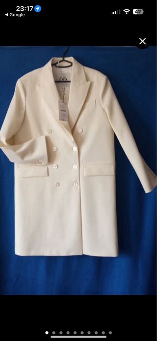 Abrigo Blazer Blanco Zara