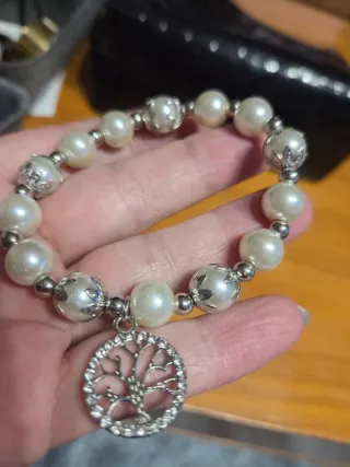 Pulsera perlas árbol vida plata