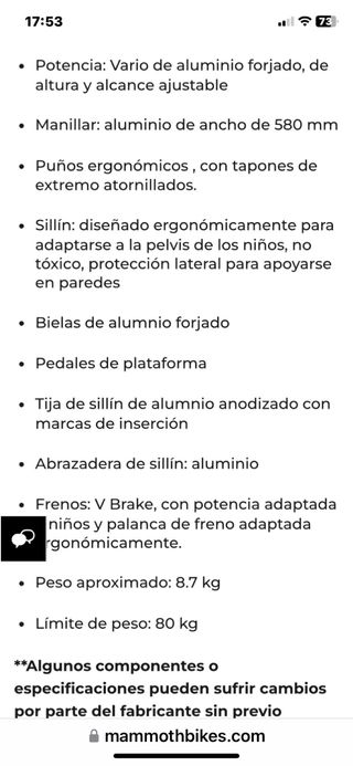 Bicicleta Woom Roja 24' Como Nueva