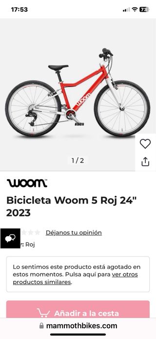 Bicicleta Woom Roja 24' Como Nueva