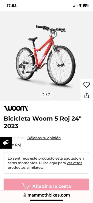 Bicicleta Woom Roja 24' Como Nueva