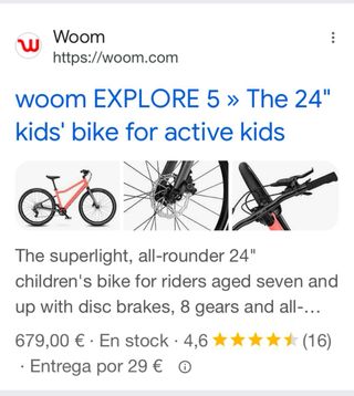 Bicicleta Woom Roja 24' Como Nueva