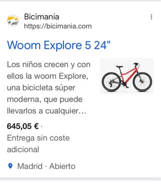 Bicicleta Woom Roja 24' Como Nueva