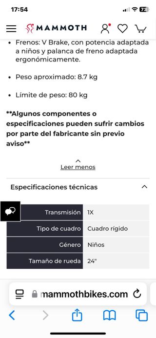 Bicicleta Woom Roja 24' Como Nueva