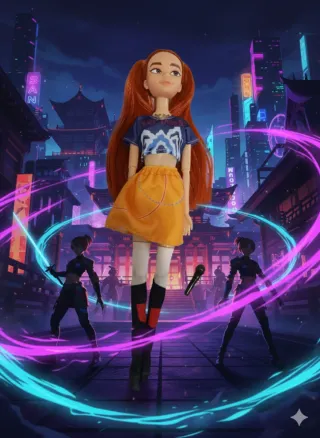 Boneca K-pop Demon Hunters com música Mira