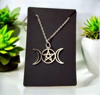 Collar Luna Triple con Pentáculo Plata