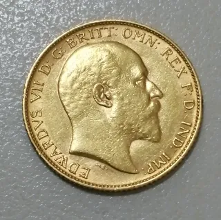 MONEDA ORO MEDIO SOBERANO 1908 EDUARDO VII