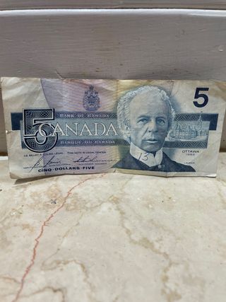 Banconota 5 Dollari Canadesi 1986