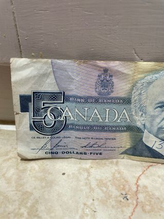 Banconota 5 Dollari Canadesi 1986