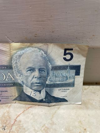 Banconota 5 Dollari Canadesi 1986