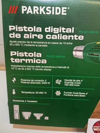 Pistola de aire caliente Parkside digital nuevo