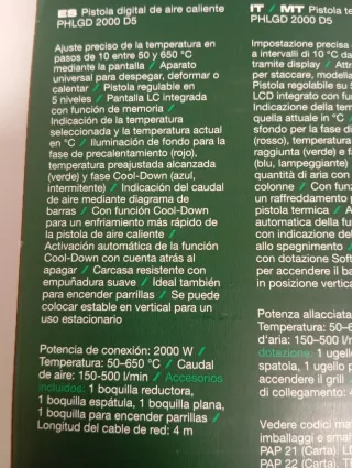 Pistola de aire caliente Parkside digital nuevo