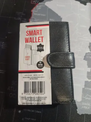 Cartera inteligente de cuero para hombre